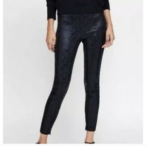 Zara blue black faux leather snakeskin pattern leggings